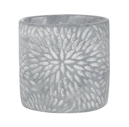 Grey and white patterned pot